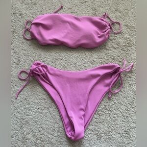 Pink bandeau bikini set